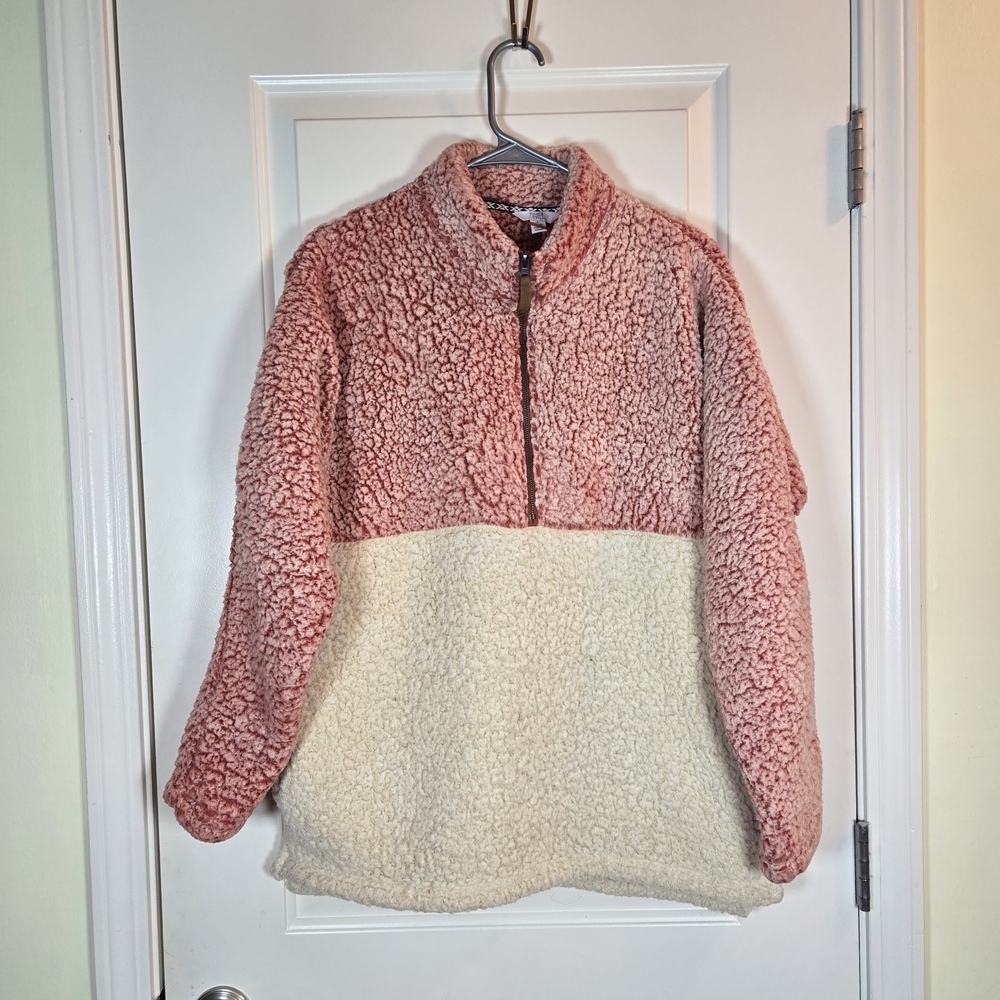 Pink and Cream Sherpa Pullover
